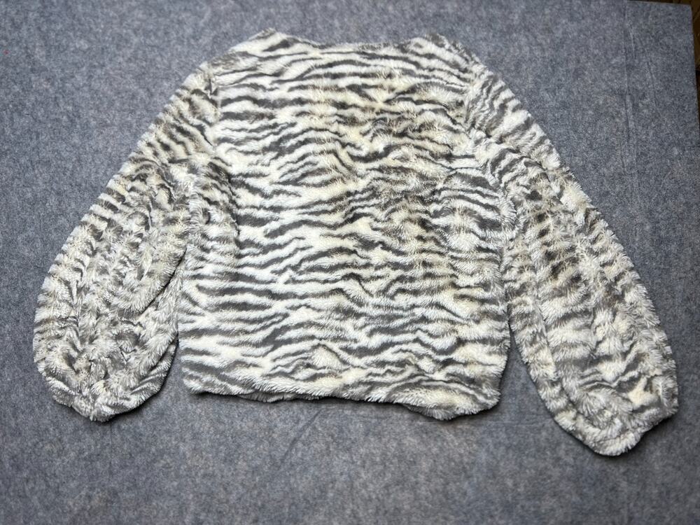 Olivaceous Women's Faux Fur Coat Jacket Size Large Cream Stripes